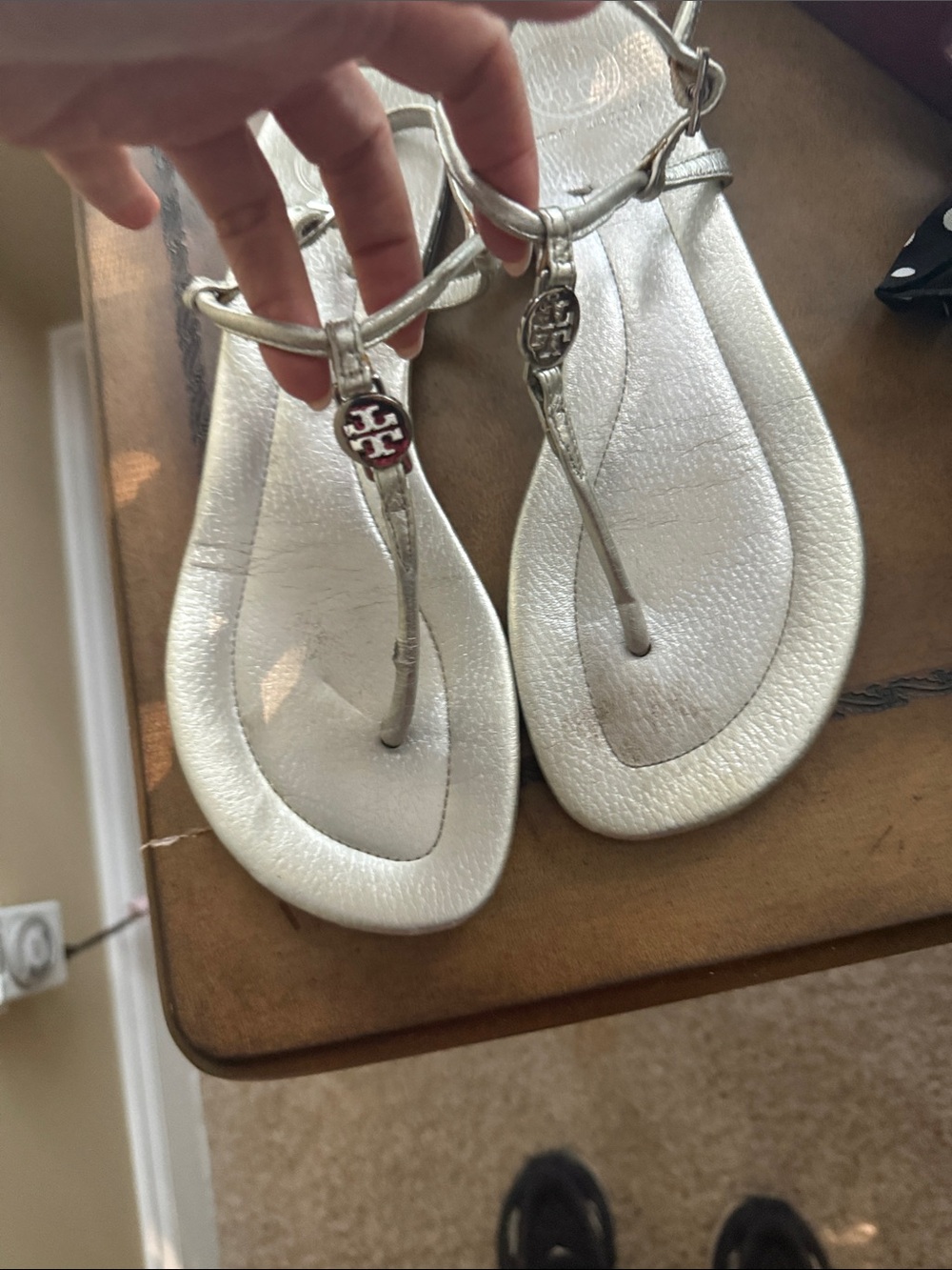 Tory Burch Metallic Silver Miller Thong Sandals